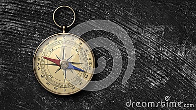 Classic round compass on stone vintage background Cartoon Illustration