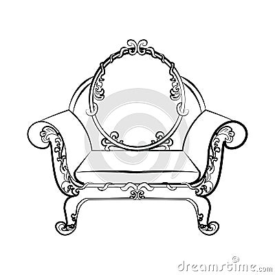 Classic royal armchair with acanthus floral ornaments Vector Illustration