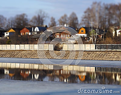 Classic Russian village architecture background hd Stock Photo