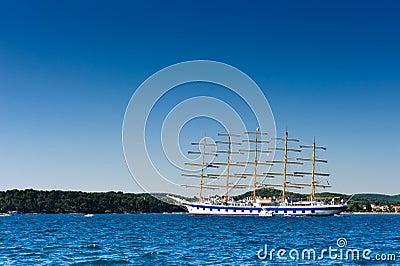 Classic sailboat in Adriatic harbor Stock Photo