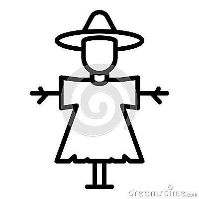 Classic scarecrow icon, outline style Vector Illustration