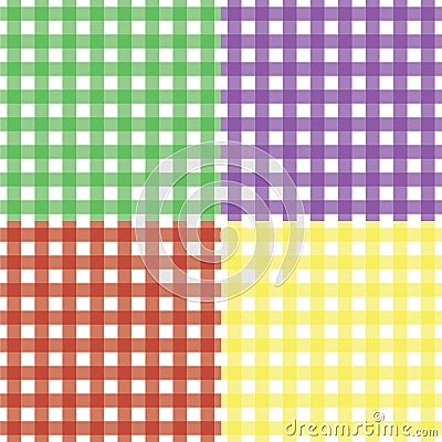 Classic Seamless Gingham Pattern Set Vector Illustration