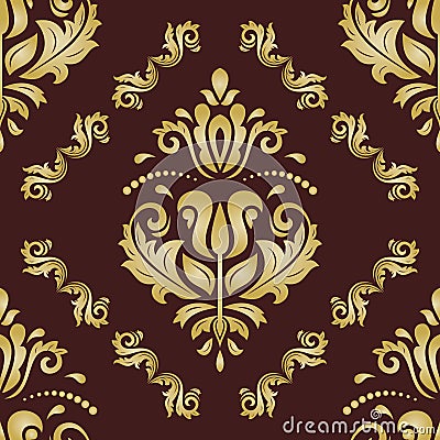 Classic Seamless Vector Fine Pattern With Arabesques Stock Photo