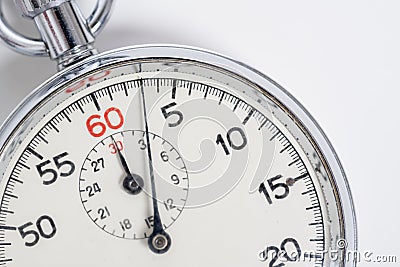 Classic 60 second stopwatch on white background Stock Photo