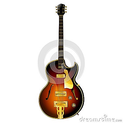 Classic semi-acoustic jazz guitar Vector Illustration