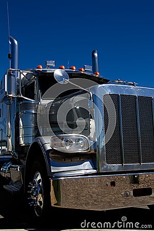 Classic Semi Parked At A Dealership Stock Photo
