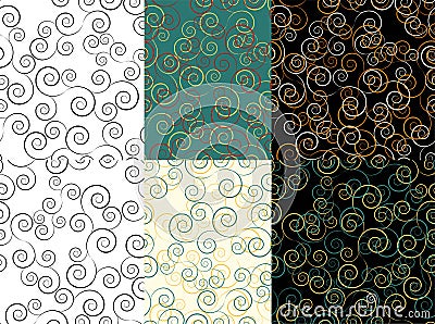 Classic set with vintage swirls seamless. Textile ornament. Vector decorative frame. Classic vintage design. Vector design element Vector Illustration