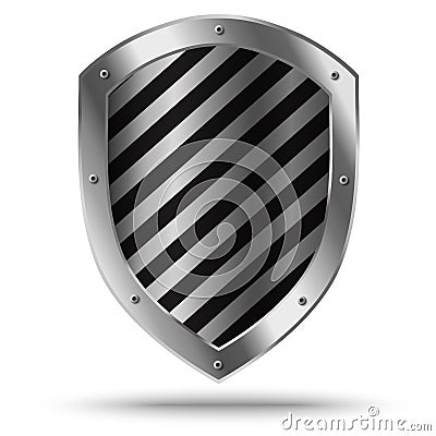 Classic silver shield. Protection sign Vector Illustration