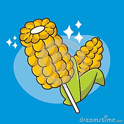 classic skewered sweet corn street food snack doodle illustration Vector Illustration