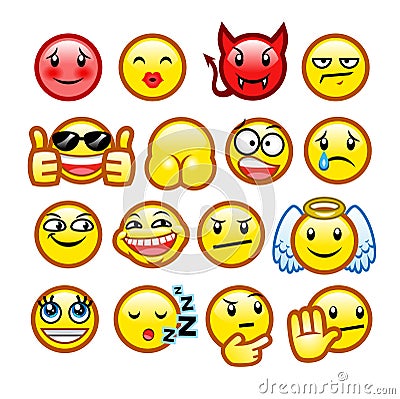 Classic smileys set 2 Vector Illustration