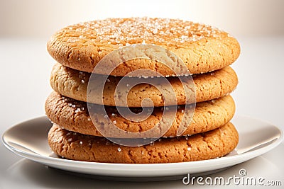 Classic snickerdoodle cookies with sugar sparkle on a pure white canvas Stock Photo