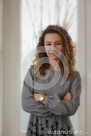 Classic soft portrait of the young girl with smile Stock Photo