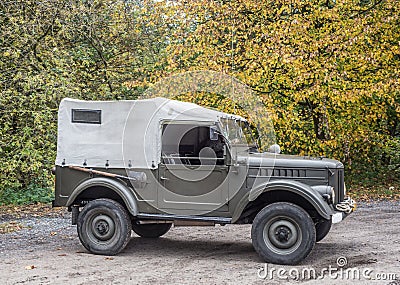 Classic veteran 4WD Soviet military truck GAZ 69dan right side view Editorial Stock Photo