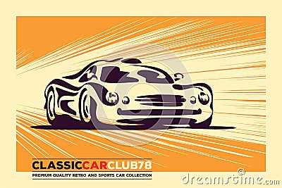 Classic sport car retro poster Vector Illustration