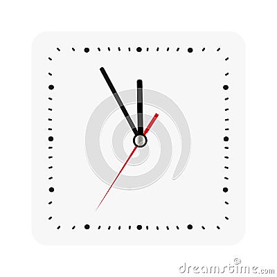 Classic square wall clock isolated on white. Empty dial watch. Vector Vector Illustration