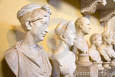 Classic statues perspective in Vatican Museum, Vatican City, Rome Editorial Stock Photo