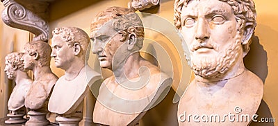 Classic statues perspective in Vatican Museum, Vatican City, Rome Editorial Stock Photo