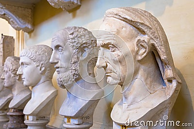 Classic statues perspective in Vatican Museum, Vatican City, Rome Editorial Stock Photo