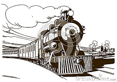 Classic steam locomotive from the early 20th century Vector Illustration