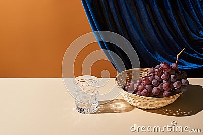 Classic still life with grape, glass Stock Photo