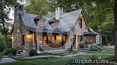 Classic Stone Cottage Interior Concept Stock Photo