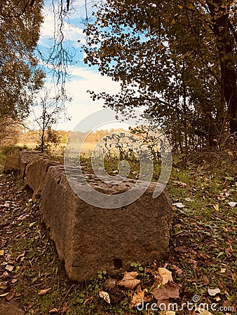 Classic stones wait along a trail in Peninsula - OHIO Stock Photo