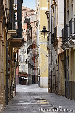 Classic street facades in Teruel. Spain arquitecture. Tourism Stock Photo