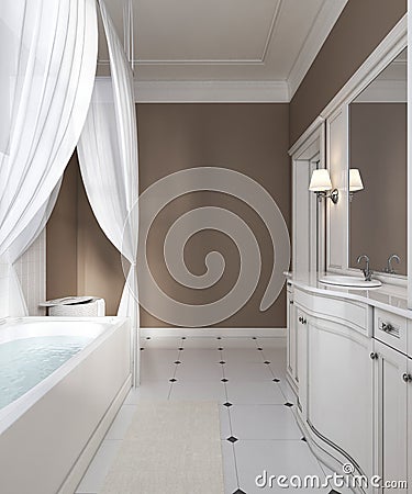 Classic style bathroom decoration, vanity, bath Stock Photo