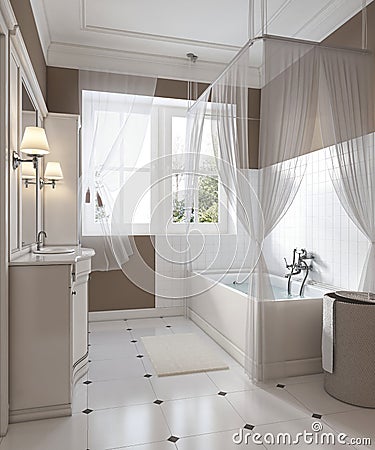 Classic style bathroom decoration, vanity, bath Stock Photo