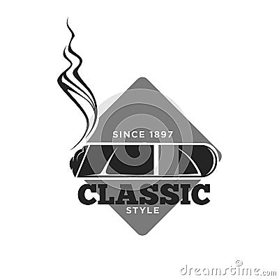 Classic style cigars since 1897 monochrome emblem Vector Illustration