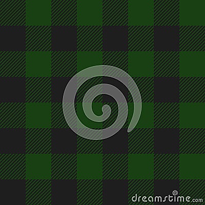 Green and Black Buffalo Check Plaid Seamless Pattern Vector Illustration