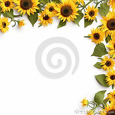 Classic sunflower border Stock Photo