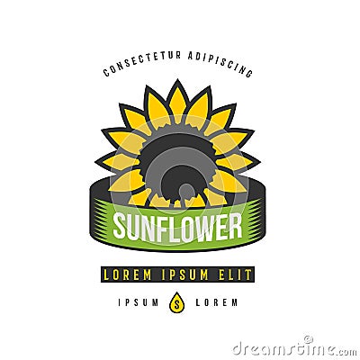 Classic sunflower emblem.Vector illustration. Vector Illustration