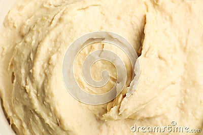 Classic tasty hummus as background, top view Stock Photo