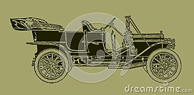 Antique touring car in side view Vector Illustration