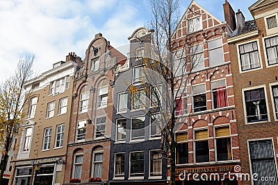 Classic traditional old houses architecture in Amsterdam city center,netherlands landmarks Editorial Stock Photo