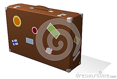 Classic travel suitcase with stickers Stock Photo