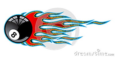 Classic tribal hotrod muscle car flame with 8 ball Vector Illustration