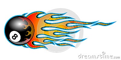 Classic tribal hotrod muscle car flame with 8 ball Vector Illustration