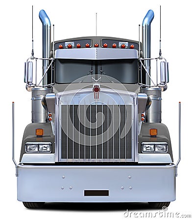 Classic truck Kenworth W900 in gray. Stock Photo