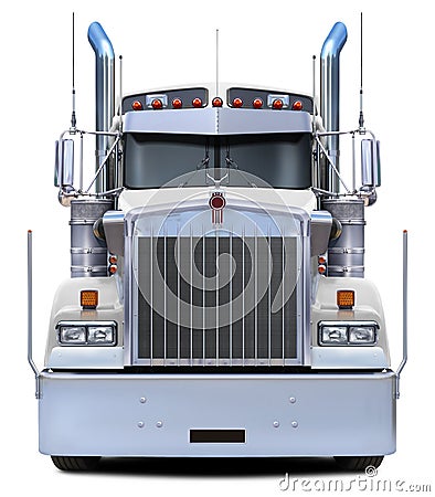 Classic truck Kenworth W900 in white. Stock Photo