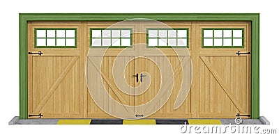 Classic two car wooden garage on white Stock Photo