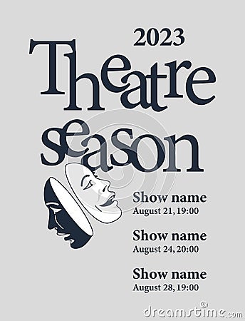 Classic typography text for theater poster with masks. Vector Illustration