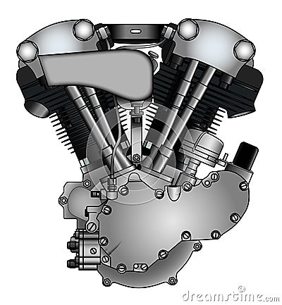 Classic V-twin motorcycle engine Stock Photo