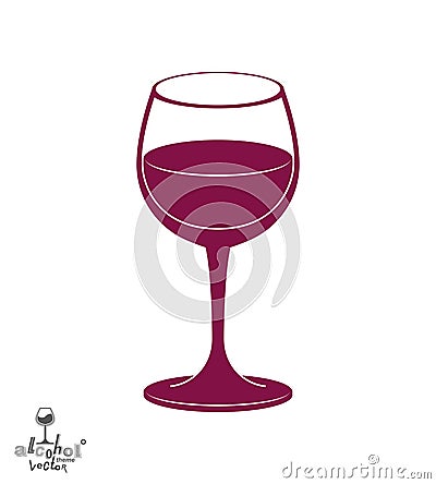 Classic vector goblet, stylish alcohol theme illustration. Lifestyle graphic design element - dating idea holiday glass of wine. Vector Illustration