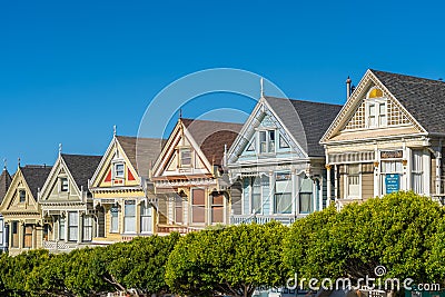 Classic view of famous Painted Ladies in San Francisco Editorial Stock Photo