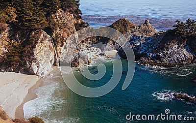 Classic View of McWay Falls in Big Sur Stock Photo