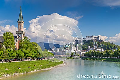 Classic view of Salzburg in summer, Salzburger Land, Austria Stock Photo