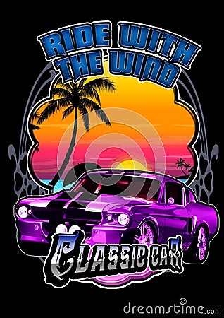 Classic vintage car design apparel 3 Cartoon Illustration