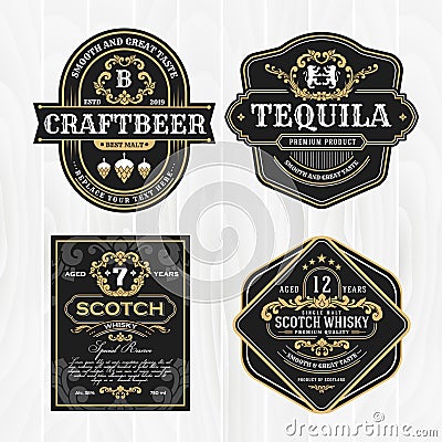 Classic vintage frame for whisky labels and antique product Vector Illustration